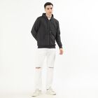 Men's Dark Charcoal Grey Hooded Neck Casual Sweatshirt, Dark Grey, small image number null