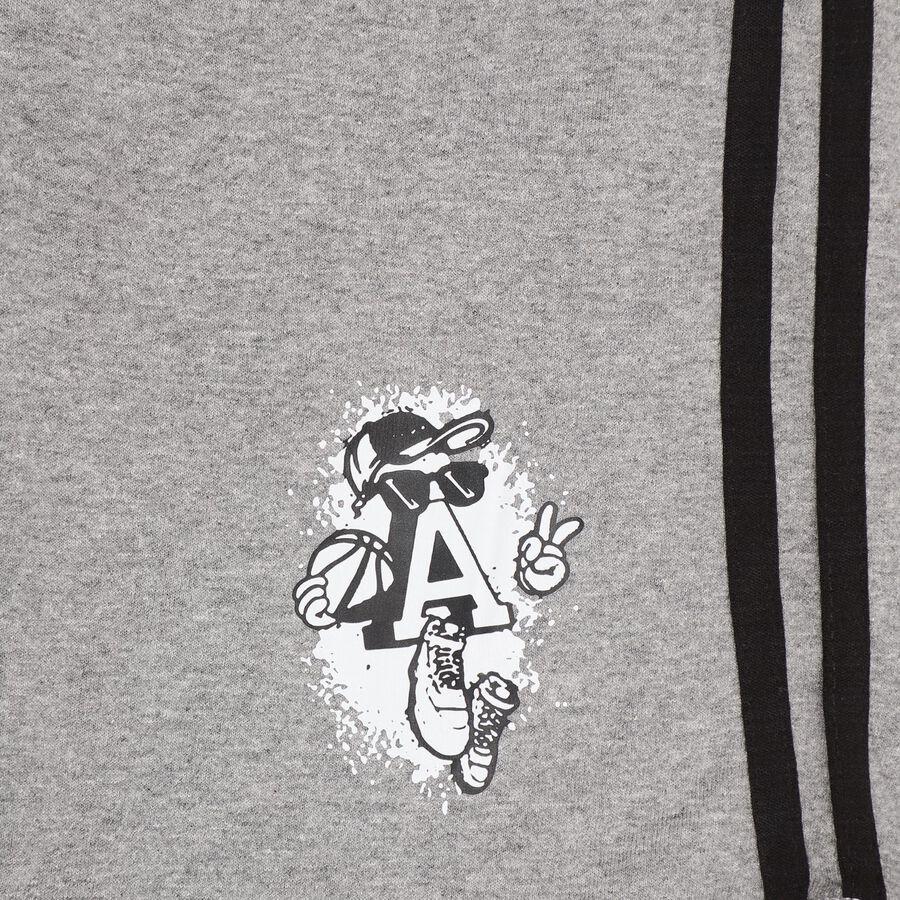 Boys' Light Heather Grey Striped Relaxed Fit Jamaican Shorts, Melange Mid Grey, large