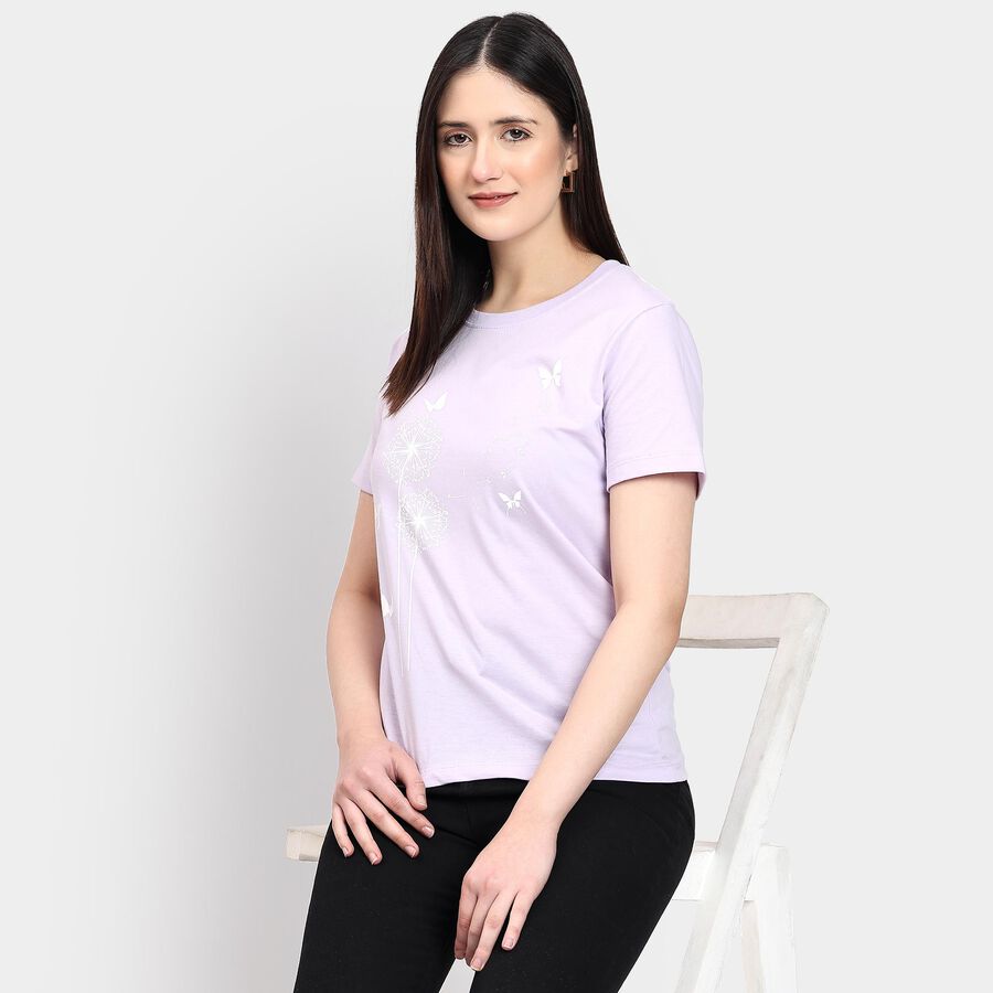 Ladies' Round Neck T-Shirt , लाइलेक, large
