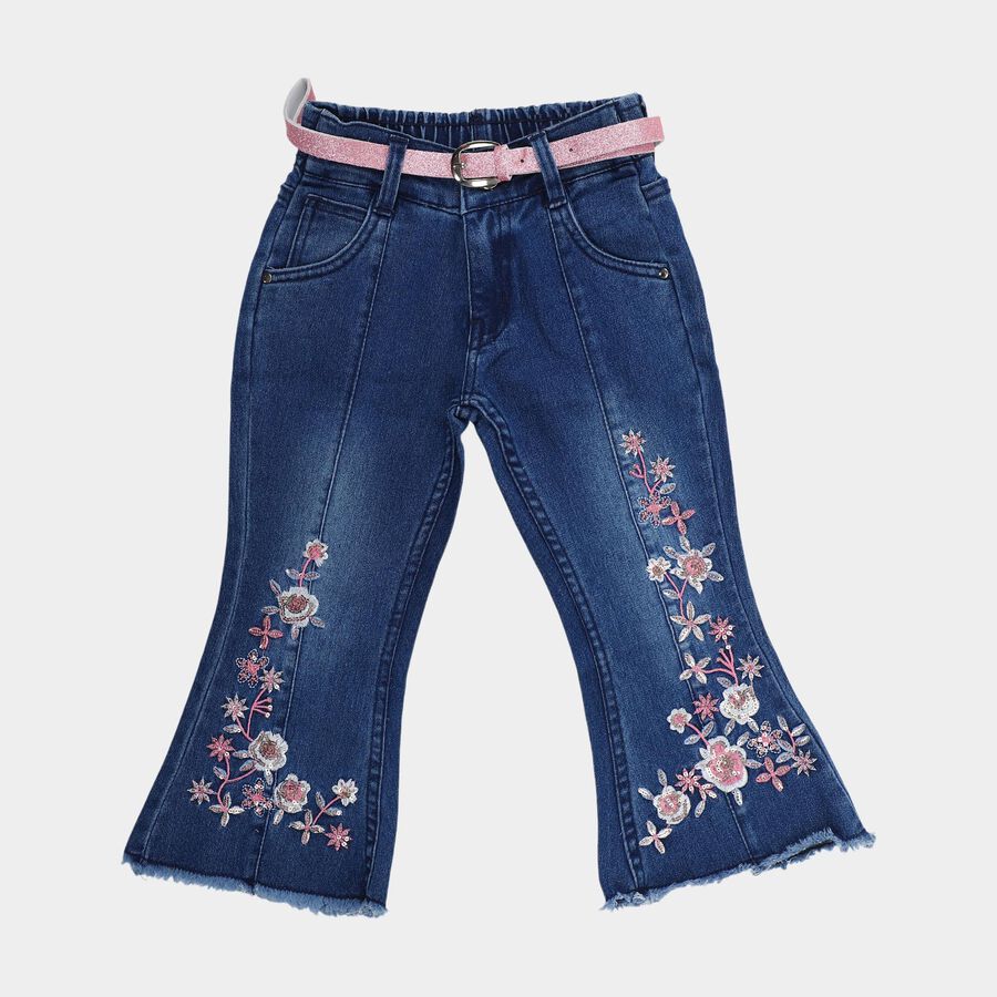 Girls' Jeans, गहरा नीला, large