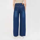 Women's Pale Powder Blue Straight Fit Washed Jeans, Mid Blue, small