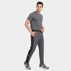 Men's Charcoal Straight Fit Panelled Track Pants, गहरा ग्रे, small