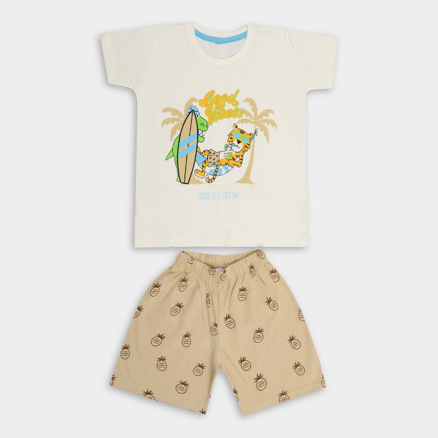 Boys' 100% Cotton Knit Baba Suit , गहरा पीला, large image number null