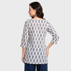 Women's White Notch Neck Floral Printed Kurti, सफ़ेद, small