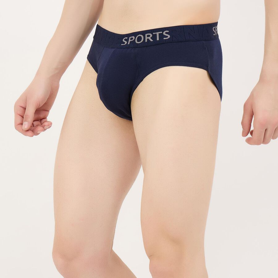 Men's Navy Regular Fit Elasticated Briefs, Navy Blue, large