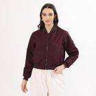 Women's Rich Maroon Ribbed Bomber Jacket, Wine, small image number null