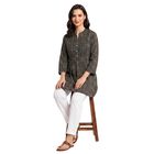 Women's Grey Solid Straight Kurta, गहरा हरा, small