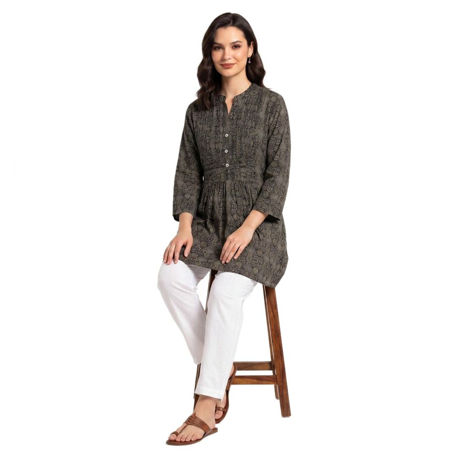 Women's Grey Solid Straight Kurta, गहरा हरा, large