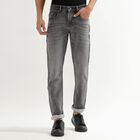 Men's Dark Blue Slim Fit Five Pocket Jeans, हल्का ग्रे, small image number null