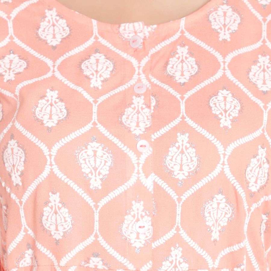 Printed 3/4Th Sleeves Kurta, Peach, large image number null