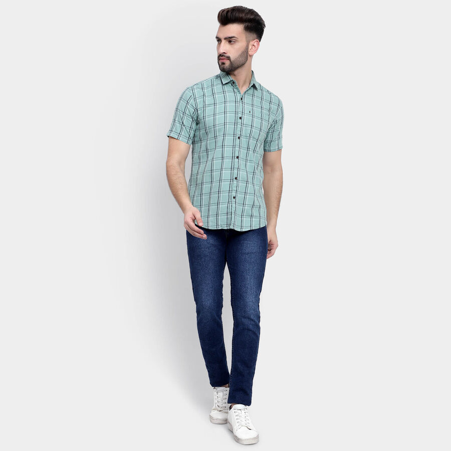 Cotton Checks Casual Shirt, Light Green, large image number null