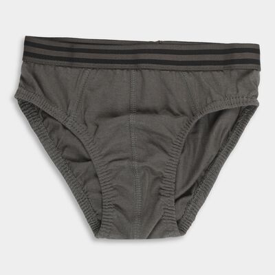 Boys' Charcoal Grey Regular Fit Cotton Briefs