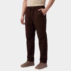 Men's Jet Black Slim Fit Casual Trousers, भूरा, small