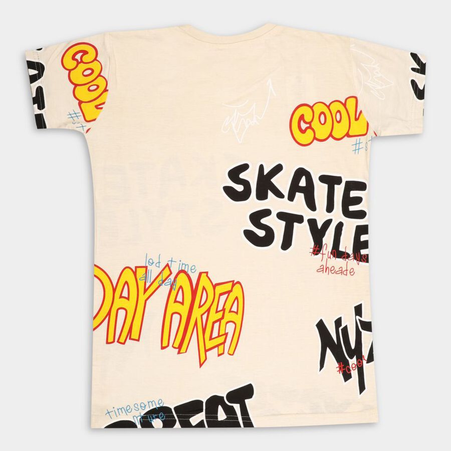 Boys' Cotton T-Shirt, गहरा पीला, large image number null