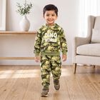 Boys Olive Green Hooded Graphic Print Baba Suit, Olive, small