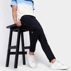 Men's Slim Fit Casual Trousers , काला, small image number null
