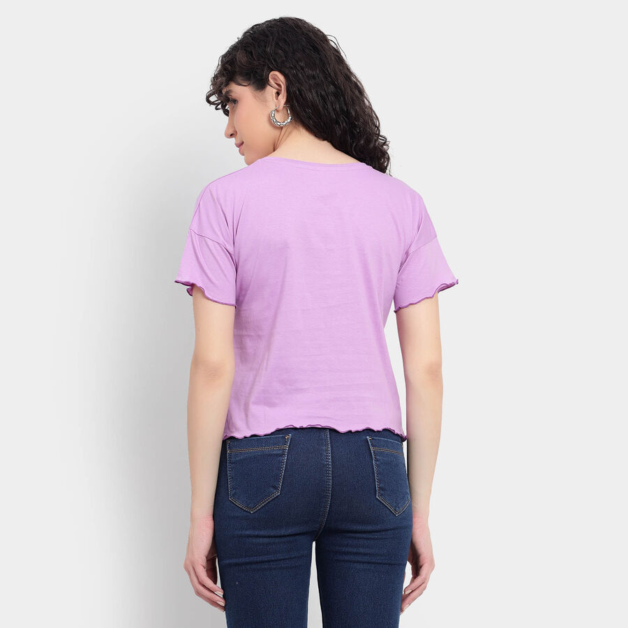 Cotton Round Neck T-Shirt, Lilac, large image number null