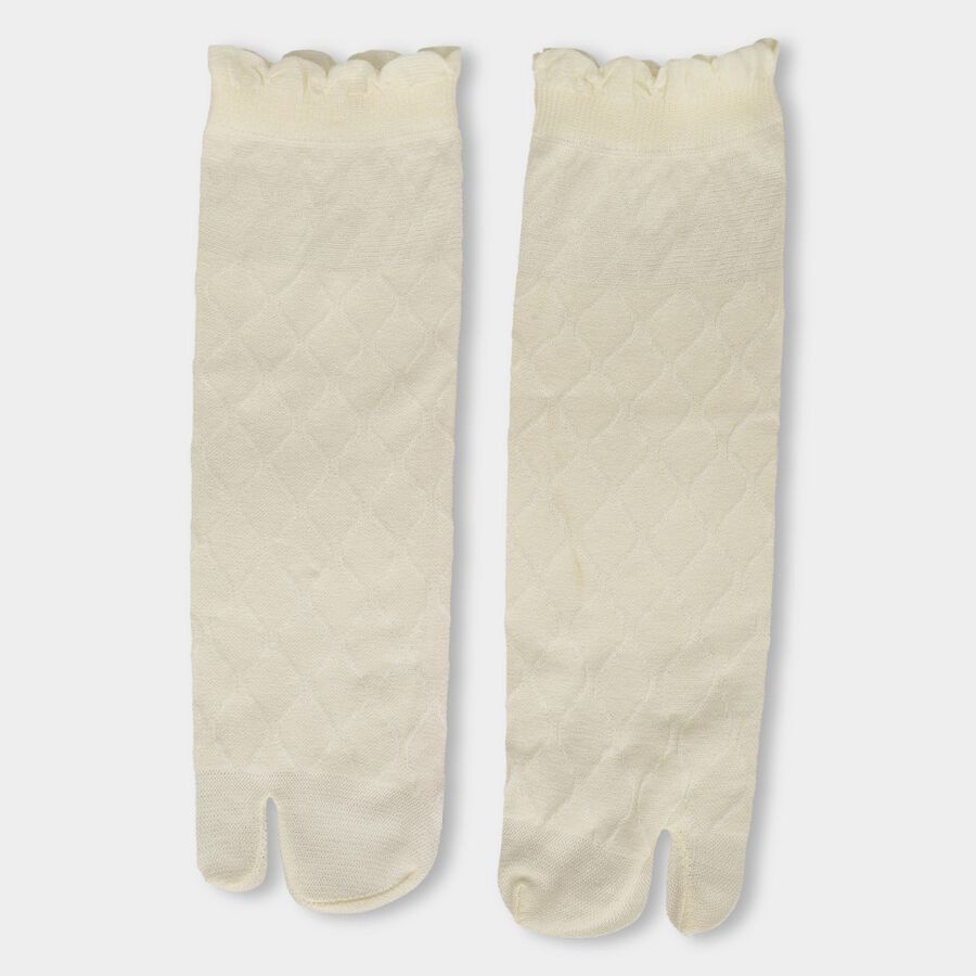 Women's Soft Cream Regular Fit Quilted Tabi Socks, Yellow, large