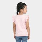 Girls Pink Cotton Round Neck Regular T-Shirt, Light Pink, small