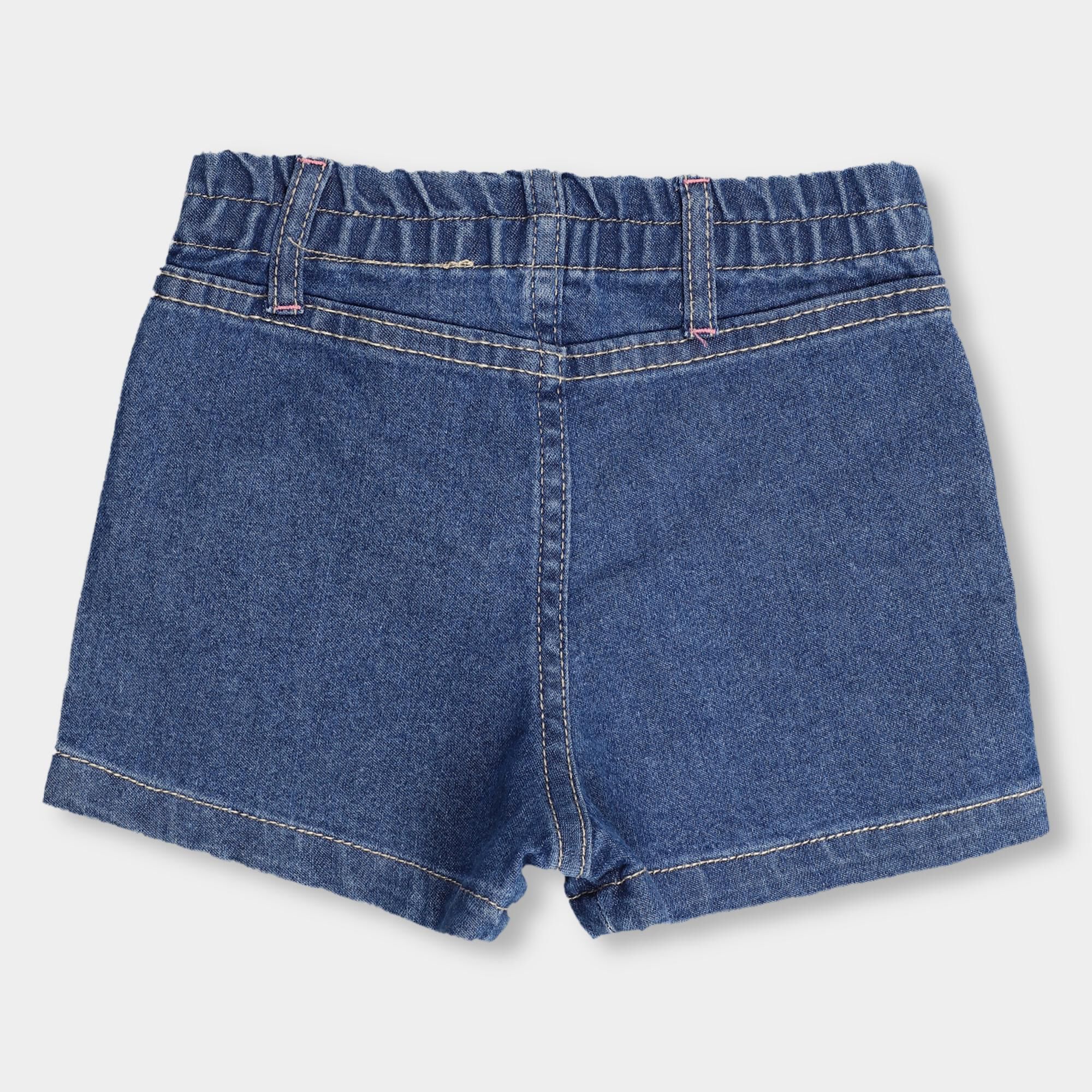Hand Print Girls' Dark Denim Blue Pull-Up Shorts | Vishal Mega