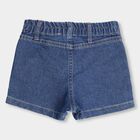 Girls' Dark Denim Blue Pull-Up Shorts, मध्यम नीला, small image number null