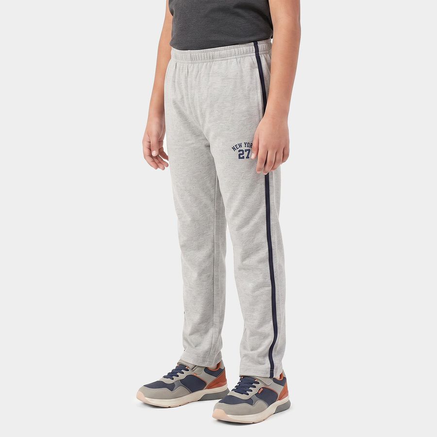 Boys Grey Straight Fit Side Stripe Pyjama, एक्रू मिश्रित, large