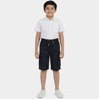 Boys' Navy Cotton Relaxed Fit Jamaican Shorts, नेवी ब्लू, small