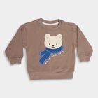 Infants' Muted Beige Cotton Crew Neck Casual Sweatshirt, गहरा पीला, small image number null