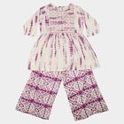 Girls Lilac Round Neck Fusion Set Upper and Bottom Set, लाइलेक, small