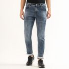 Men's Stonewashed Blue Skinny Fit Distressed Jeans, गहरा ग्रे, small image number null