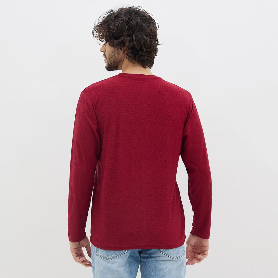 Men's Rich Maroon Crew Neck Casual T-Shirt, मरून, large image number null
