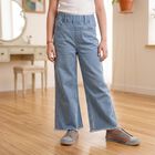 Girls' Light Blue Wide Leg Frayed Hem Jeans, Mid Blue, small
