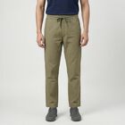 Men's Green Slim Fit Casual Trousers, Light Green, small