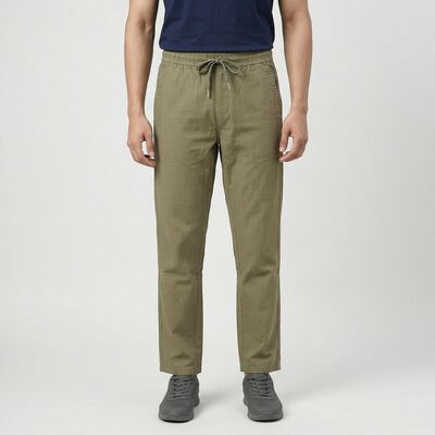 Men's Green Slim Fit Casual Trousers