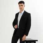 Men's Jet Black Slim Fit Single-Breasted Blazer, Black, small image number null