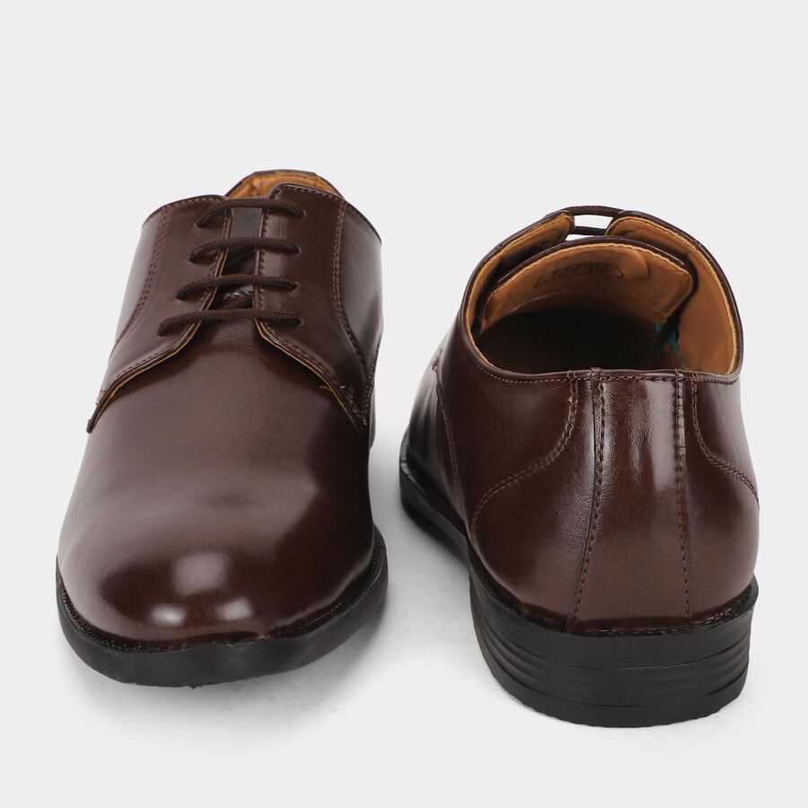Men's Brown Lace-Up Derby Formal Shoes, Brown, large