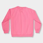Girls Bright Pink Crew Neck Casual Sweatshirt, गुलाबी, small image number null