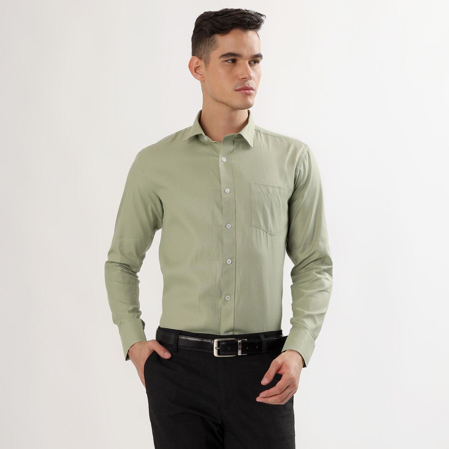 Men's Muted Sage Green Slim Fit Formal Shirt, गहरा हरा, large image number null