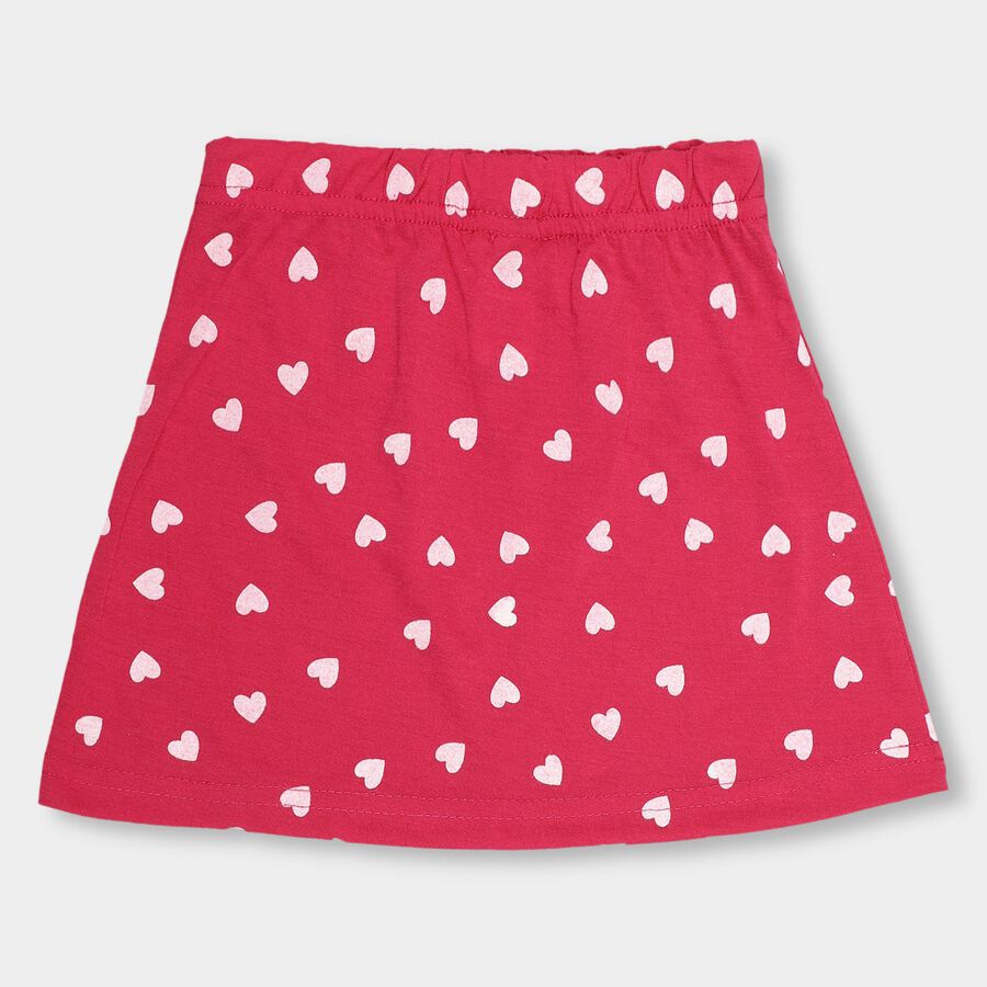 Girls' Multicolor Printed Pull-Up Skirt, Fuchsia, large image number null