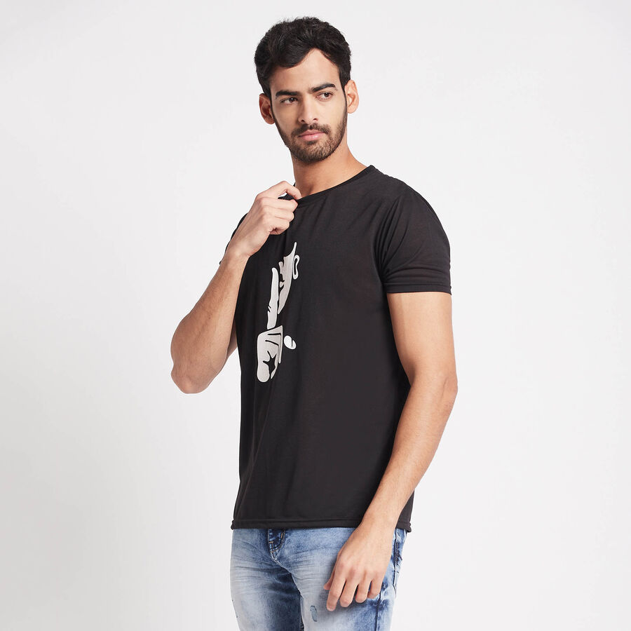 Round Neck T-Shirt, Black, large image number null