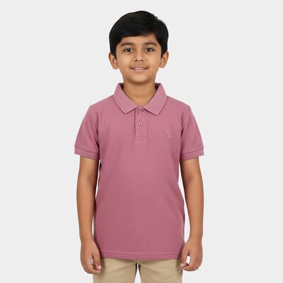Boys Bright Pink Round Neck Casual Half Sleeve T-Shirt