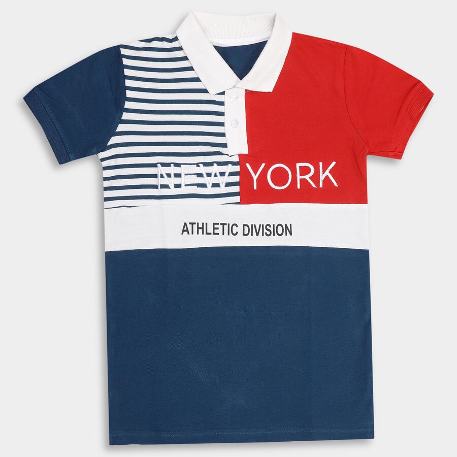 Boys' 100% Cotton Half Sleeves T-Shirt , लाल, large image number null