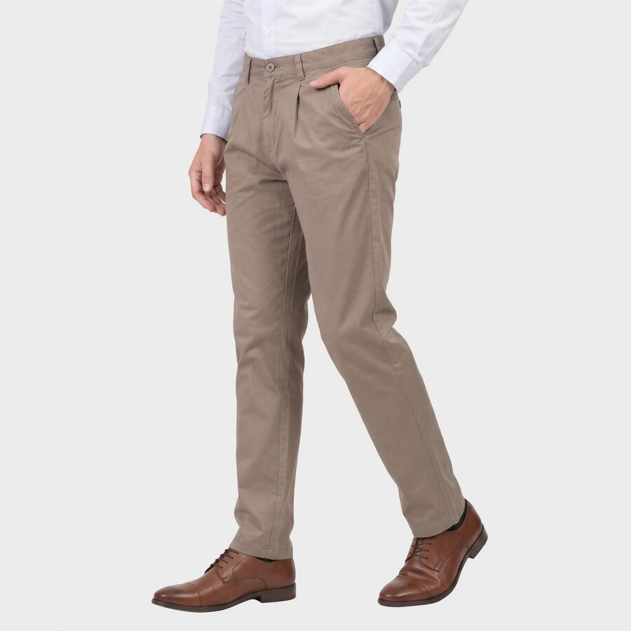 Men's Light Grey Slim Fit Chino Trousers, हल्का ग्रे, large