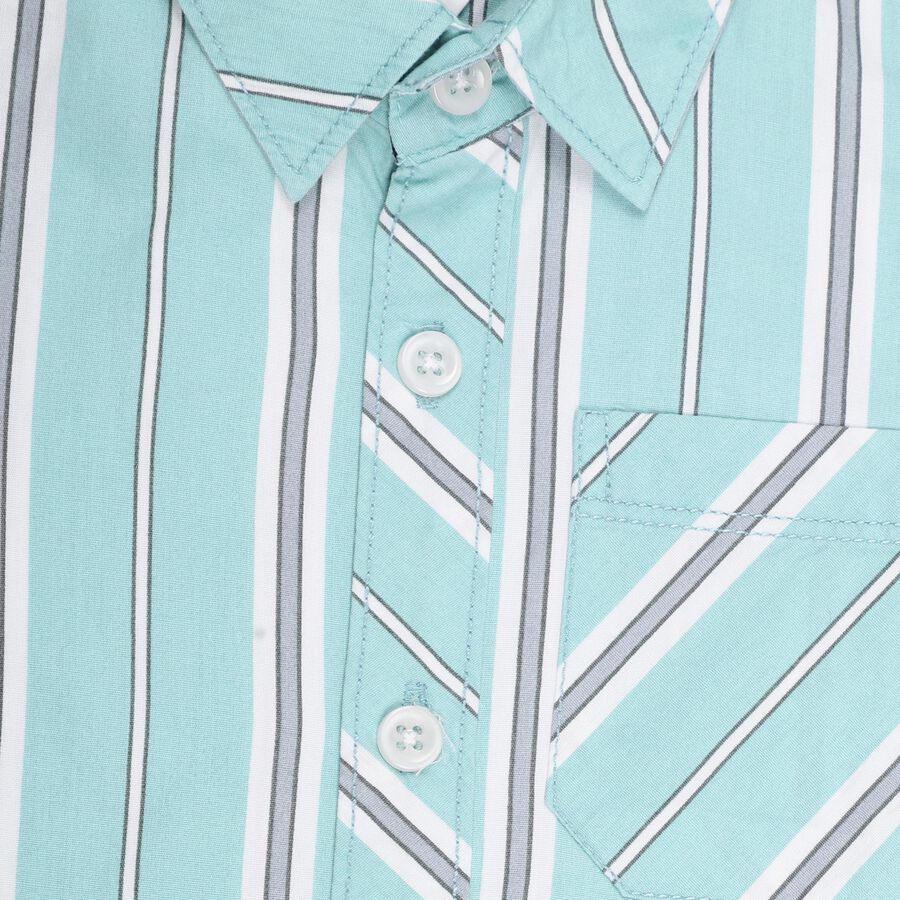 Boys Light Sage Green Cotton Button-Down Casual Shirt, Light Green, large image number null