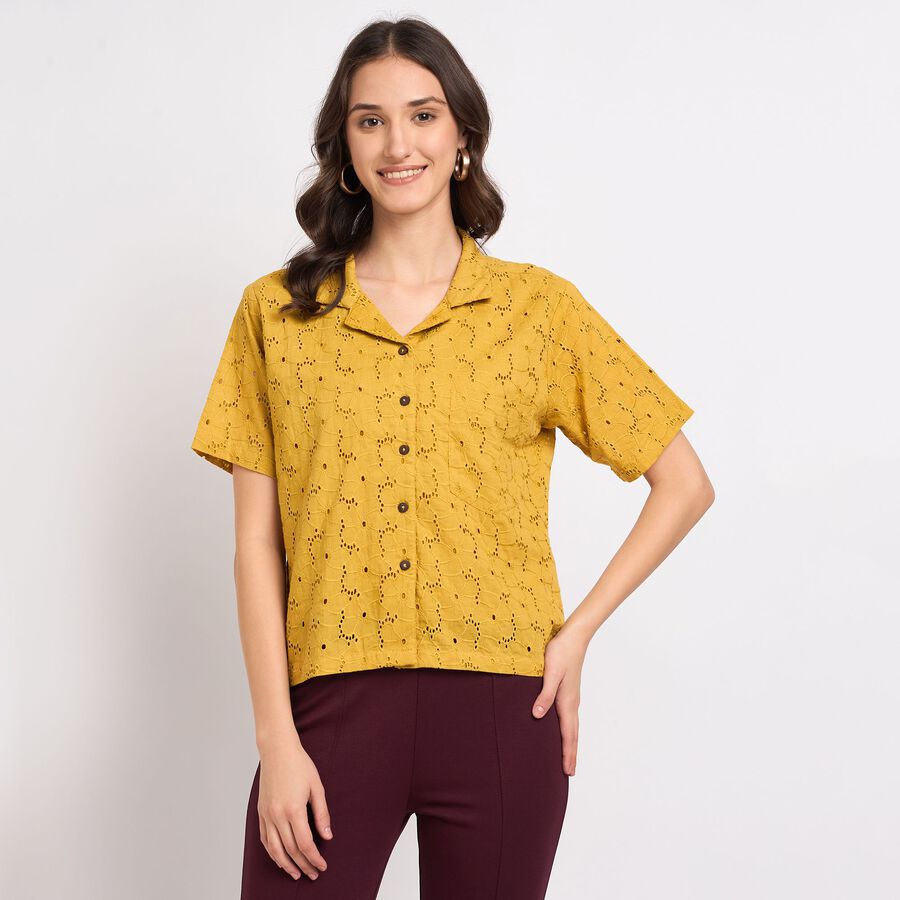 Ladies' 100% Cotton Shirt, Mustard, large image number null