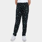 Girls' Black Regular Fit Solid Pyjama, काला, small