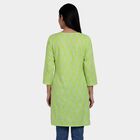 Women's Green Mandarin Collar Printed Straight Kurti, Light Green, small
