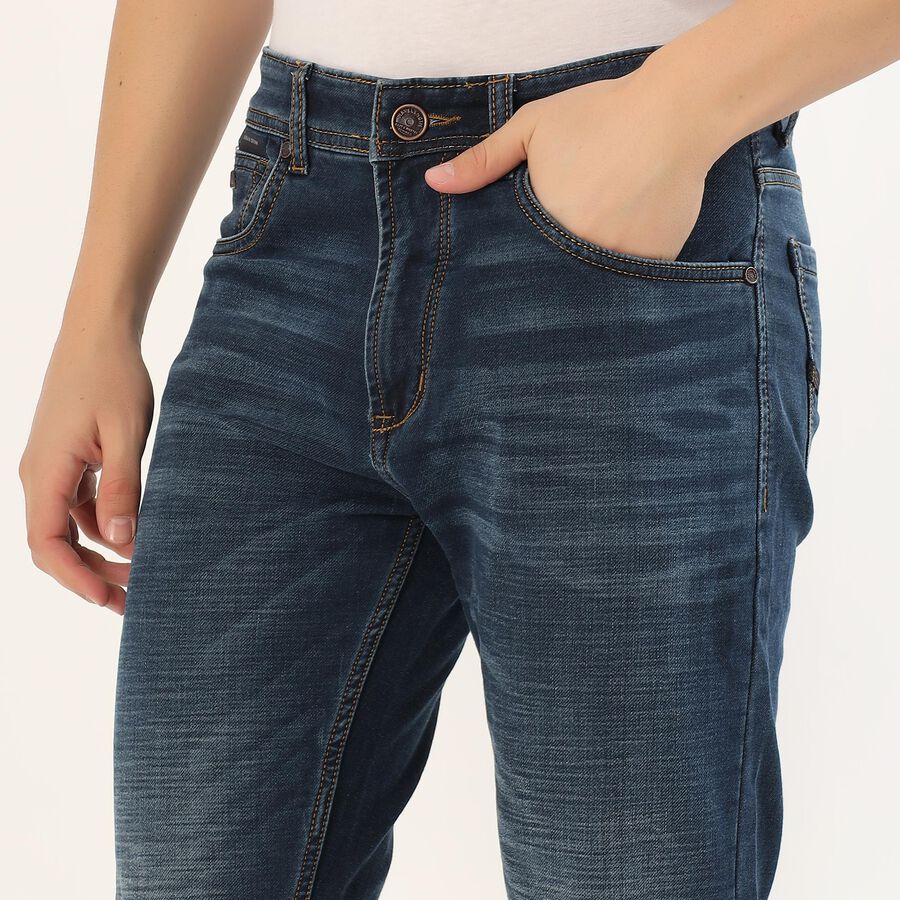 Men's Deep Indigo Slim Fit Jeans, गहरा नीला, large