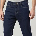 Men's Navy Blue Slim Fit Classic Jeans, Dark Blue, small