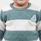 Infants' Teal Crew Neck Striped Pullover, टील ब्लू, small
